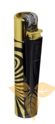 Зажигалка Клиппер Кремниевая Металлическая Золото c черными полосками арт.CM3S106 фото