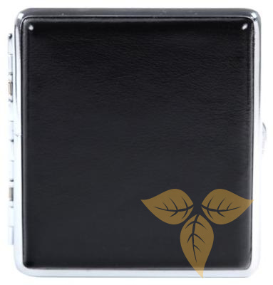 06313 Портсигар д/20 сиг, черн кожа, 80 мм фото