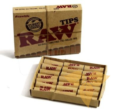 Сигарет.фильтры RAW PREROLLED TIPS бумажные 18х6мм (x21шт) фото