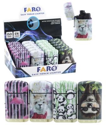 31006 Зажигалка FARO Lighter 1хтурбо, резиновые "животные", 4 вида фото