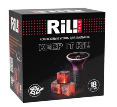 Кокосовый уголь для кальяна RIL!TALK 250гр по 18шт (2,5Х2,5Х2,5) фото