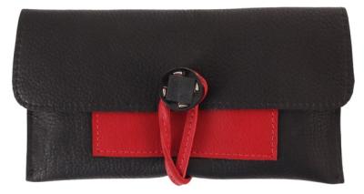 33135 Кисет для сигаретного табака нат кожа черный/красный - Табакерия