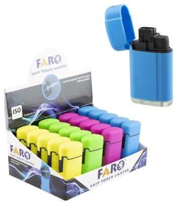31001 Зажигалка FARO Lighter 1хтурбо, прорезиненные, 4 цвета фото