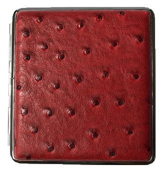 21448 Портсигар FARO д/20 сиг 80мм, ПВХ "Страус" красный фото