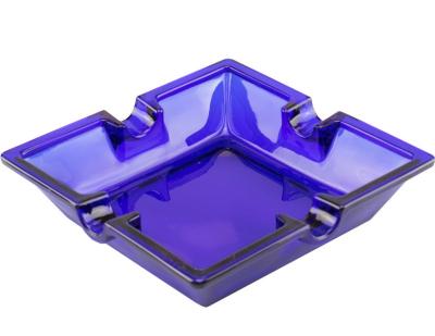 11242 Пепельница для 4-х сигар стекло синяя фото