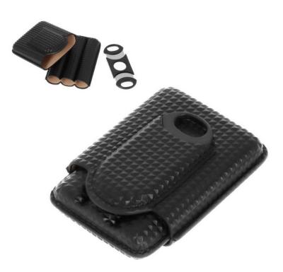 813010 Футляр д/3 сигар черный, иск.кожа с гильотинкой фото