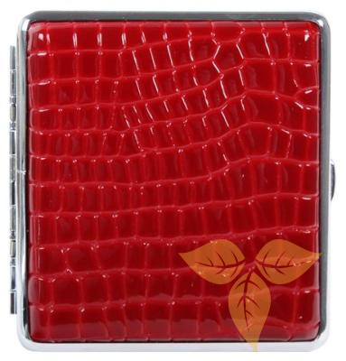 06312 Портсигар д/20 сиг, темн красная кожа структур, 80 мм фото