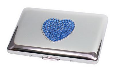 10982 Портсигар д/10 сиг HUDSON, хром , с голубым сердечком фото