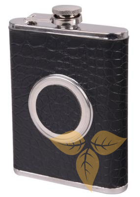 22240 Фляжка черная кроко с 1-м стаканчиком 8oz (237мл)