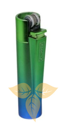 Зажигалка Клиппер Кремниевая Металлическая Зелёно-голубой градиент арт.СМ0S131 фото