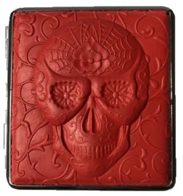 21451 Портсигар FARO д/20 сиг 80мм, ПВХ "череп" красный фото