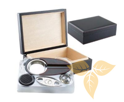 29022 Набор хумидор +4 предм д/20 сигар черный/красная строчка фото