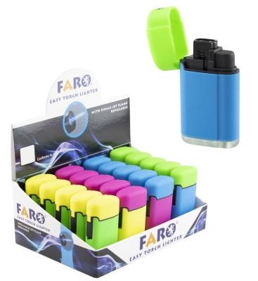 31002 Зажигалка FARO Lighter 1хтурбо, прорезиненные, 4 цвета фото