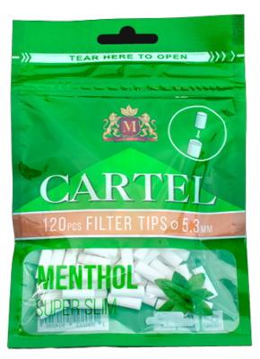 Сигарет.фильтры CARTEL SUPER SLIM MENTHOL 15mm X 5.3mm (x120шт) фото