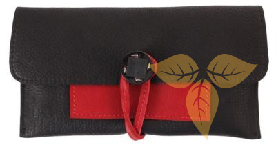 33135 Кисет для сигаретного табака нат кожа черный/красный - Табакерия
