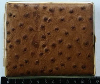 Портсигар STOLL 812GLS09, 100мм, кор кожа страус, золотой, для 26 сиг фото