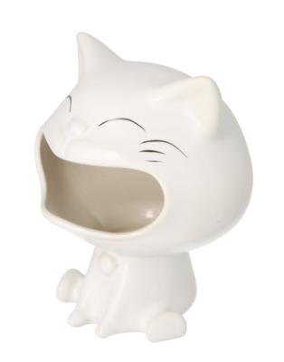 401064 Пепельница настольная керамическая белая "Кошка" 10x8,5x12 cm фото