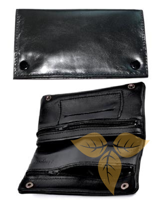 86101А Кисет для сигаретного табака нат кожа черный 17 см - Табакерия