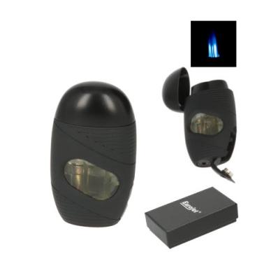 220371 Зажигалка EUROJET 3x турбо, черная с пробойником д/сигар фото