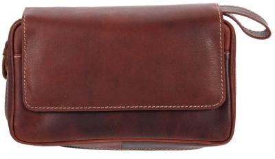 33359 Сумка для 3-х трубок нат. кожа антик коричневая фото