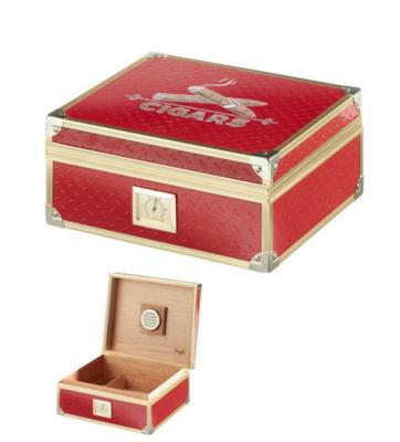 920048 Хумидор для сигар красный с алюминиевыми вставками (26х22х11,5 см) фото