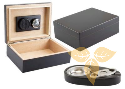 29001 Набор хумидор +4 предм д/20 сигар черный матовый фото