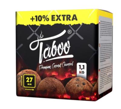 Уголь кокосовый TABOO C27 27х27х27мм (64шт) 1,1 кг фото