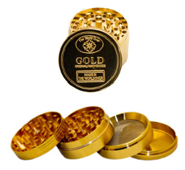 07012 Измельчитель для табака металл "GOLD" (4 части, диам. 52мм) -6 фото