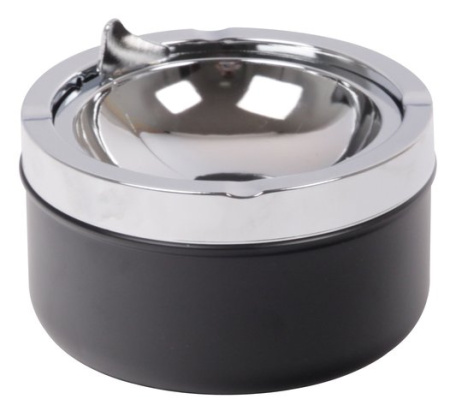 22046 Пепельница настольная 110 мм черная/хром фото