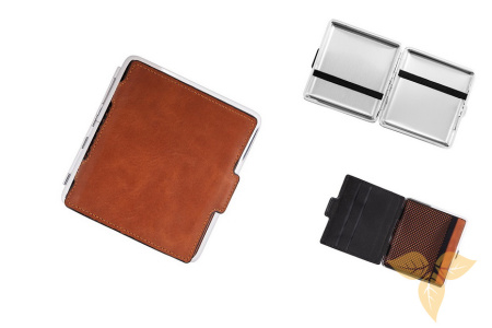 801447 Портсигар ANGELO д/20 сигарет, коричневый, отделение для карт фото