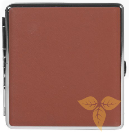 06305 Портсигар д/18 сиг, нат кожа, коричневый фото