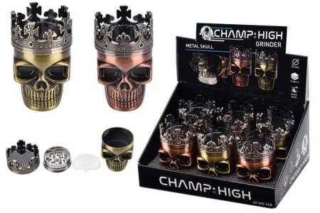590348 Измельчитель для табака металл "SKULL" (3 части, 75мм) фото