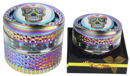 31128 Измельчитель для табака "череп радужный" 65мм (4 части) фото