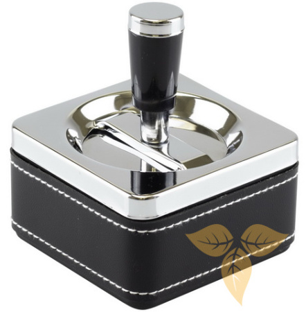 06028 Пепельница вращающаяся квадратная 86х98мм черная ПВХ фото