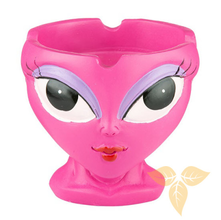 401007 Пепельница пластиковая "Пришелец" розовая 9,5х9,5х9 см фото
