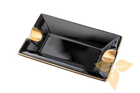 422002A Пепельница для 2-х сигар керамика, черно/золотая фото