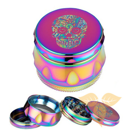 340027 Измельчитель для табака металл "череп радужный" 54мм (4 части) фото