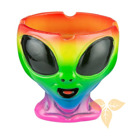 401008 Пепельница пластиковая "Пришелец" цветная 9,5х9,5х9 см фото