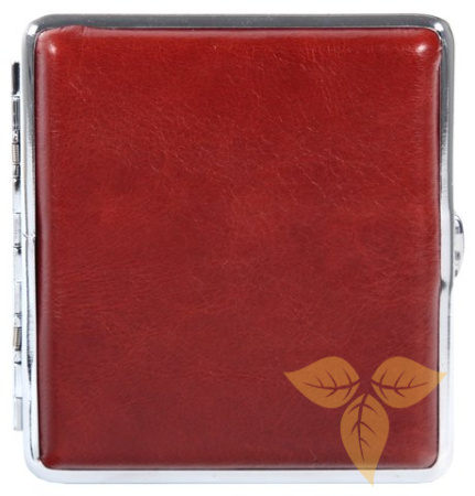 06308 Портсигар д/20 сиг, коричн кожа, 80 мм фото