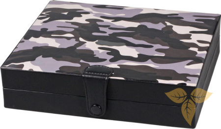 560154 Хумидор для 8-10-ти сигар черный "Camouflage" (22,5x20x5.5 cm) фото