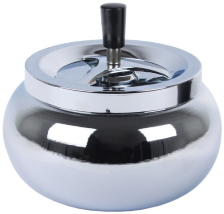 22489 Пепельница вращающаяся круглая хром 17х10,5 см фото