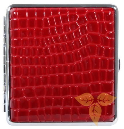 06312 Портсигар д/20 сиг, темн красная кожа структур, 80 мм фото