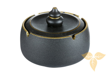 402001 Пепельница настольная керамическая черная 13х9,5 см фото