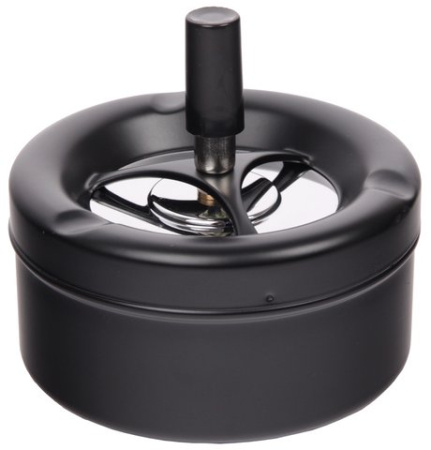 22339 Пепельница вращающаяся хром черная матовая 110 мм фото