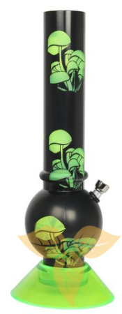 31842 Трубка курительная пластик черная/зеленая, "Mushroom", 33.5cm фото