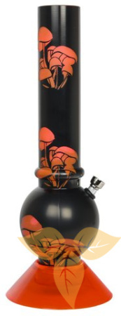 31844 Трубка курительная пластик черная/красная, "Mushroom", 33.5cm фото