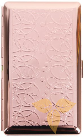 06331 Портсигар д/12 сиг суперслим, хром розовый с зеркальцем, 120 мм фото