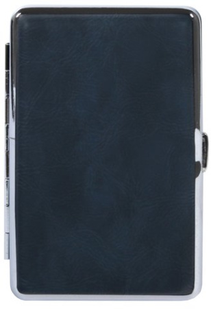06397 Портсигар д/12 сиг, темно-синяя иск кожа, 100 мм фото