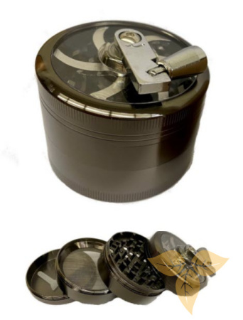 07090 Измельчитель для табака металл серый с ручкой (4 части, диам. 63мм) фото