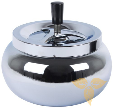22489 Пепельница вращающаяся круглая хром 17х10,5 см фото